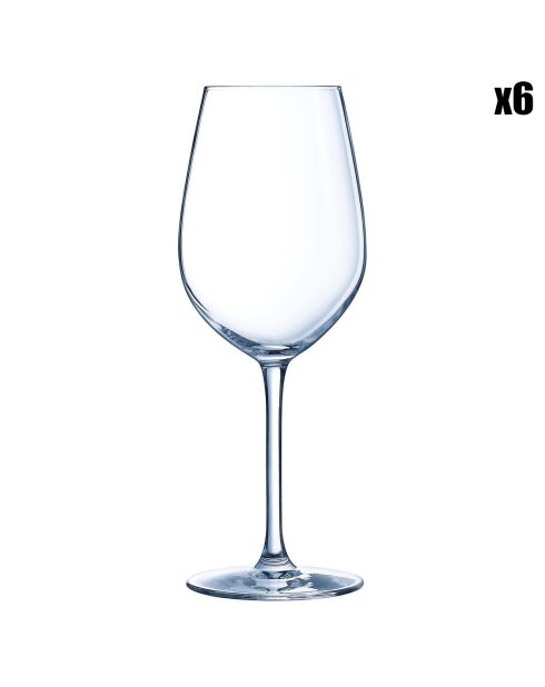 6 Verres à pied Séquence transparents - 55 cl