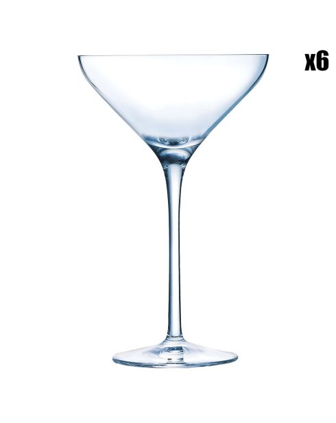 6 Coupes à champagne Cocktail transparentes - 21 cl