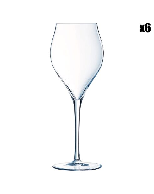 6 transparante champagnefluiten van Exaltation - 30 cl