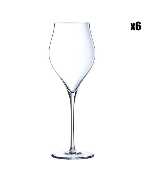 6 transparante champagnefluiten van Exaltation - 35 cl