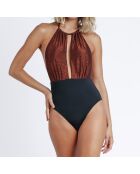 Maillot de bain 1 Pièce Riya cuivre/noir