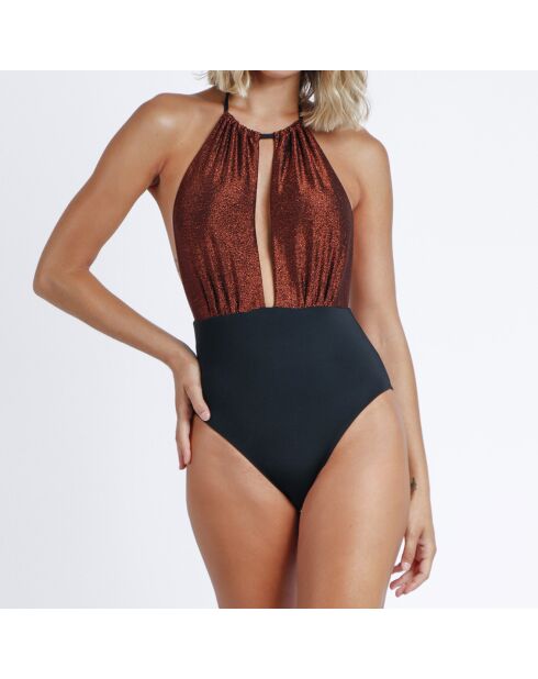 Maillot de bain 1 Pièce Riya cuivre/noir