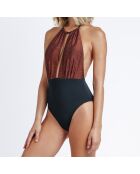Maillot de bain 1 Pièce Riya cuivre/noir