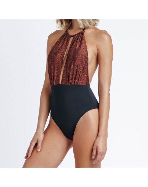 Maillot de bain 1 Pièce Riya cuivre/noir