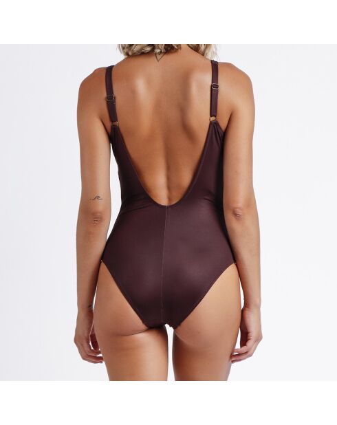 Vada badpak uit één stuk met chocoladebruine print