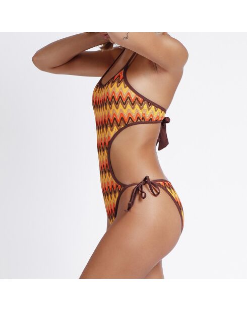 Einteiliger Badeanzug Kamala mit orangefarbenem Aufdruck