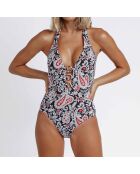 Maillot de bain 1 Pièce Leela imprimé noir