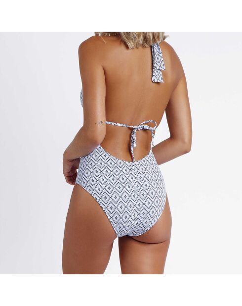 Maya badpak uit één stuk met blauw/witte print