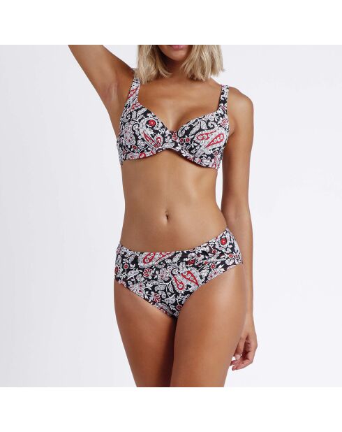 Anaki schwarzer, bedruckter zweiteiliger Badeanzug