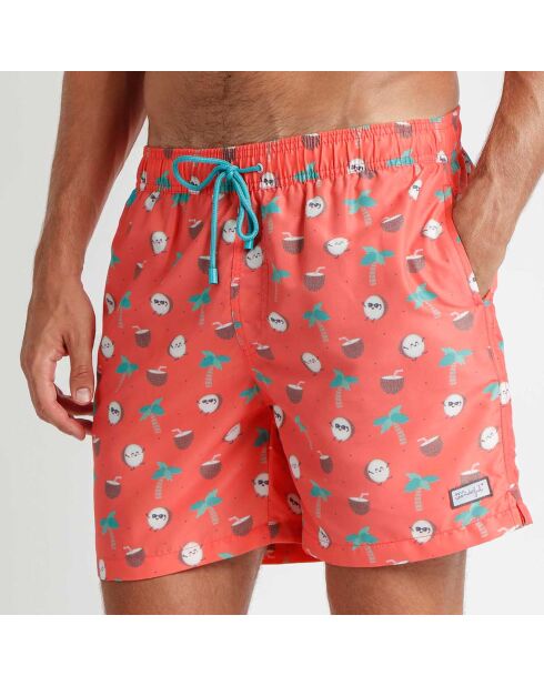 Short de bain Max imprimé corail