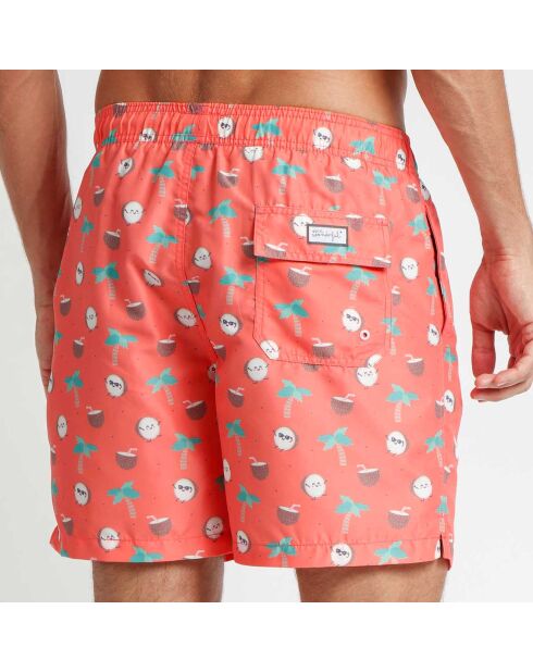 Short de bain Max imprimé corail