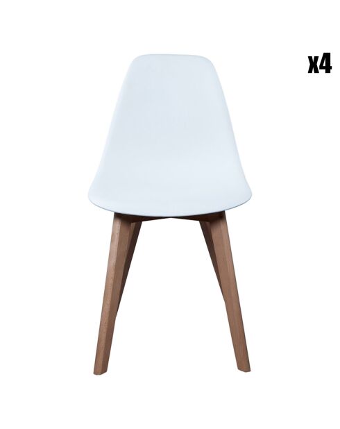4 Chaises coque scandinaves blanches - 46x52x86.5 cm
