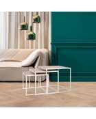 3 Tables gigognes  marron/blanc -  45x45x45 cm