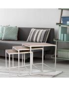 3 Tables gigognes  marron/blanc -  45x45x45 cm