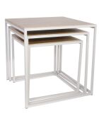 3 Tables gigognes  marron/blanc -  45x45x45 cm