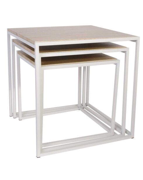 3 Tables gigognes  marron/blanc -  45x45x45 cm