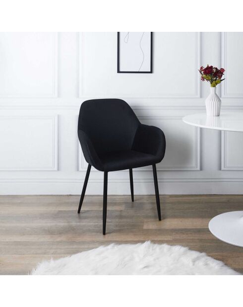 2 Fauteuils Giulia velours cotelé noirs -  59x85x55.7 cm