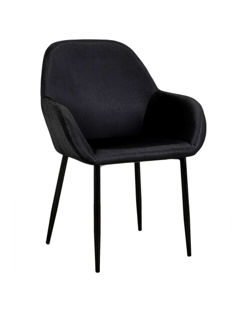 2 Fauteuils Giulia velours cotelé noirs -  59x85x55.7 cm