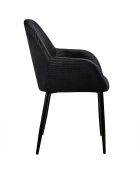 2 Fauteuils Giulia velours cotelé noirs -  59x85x55.7 cm