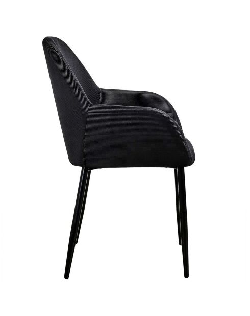 2 Fauteuils Giulia velours cotelé noirs -  59x85x55.7 cm