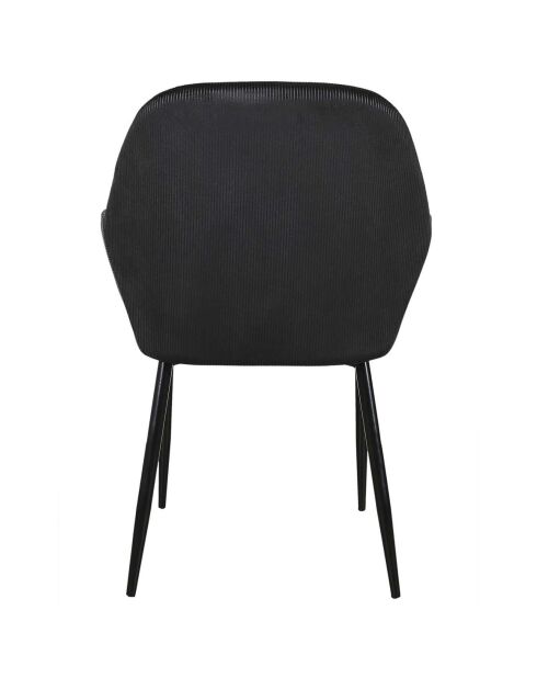 2 Fauteuils Giulia velours cotelé noirs -  59x85x55.7 cm