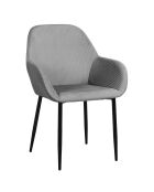 2 Fauteuils Giulia velours cotelé gris -  59x85x55.7 cm