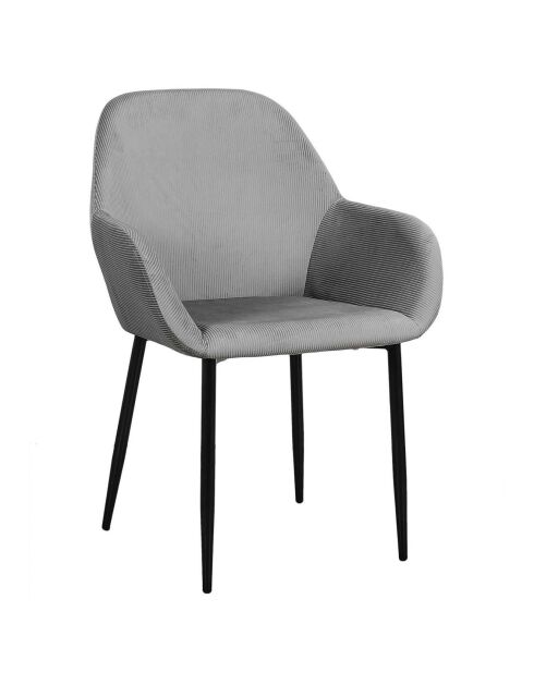 2 Fauteuils Giulia velours cotelé gris -  59x85x55.7 cm