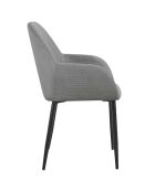 2 Fauteuils Giulia velours cotelé gris -  59x85x55.7 cm