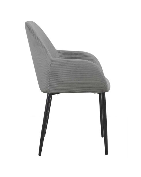 2 Fauteuils Giulia velours cotelé gris -  59x85x55.7 cm