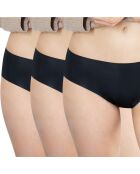 3 Shorties menstruels Micro Invisible noirs - flux moyen