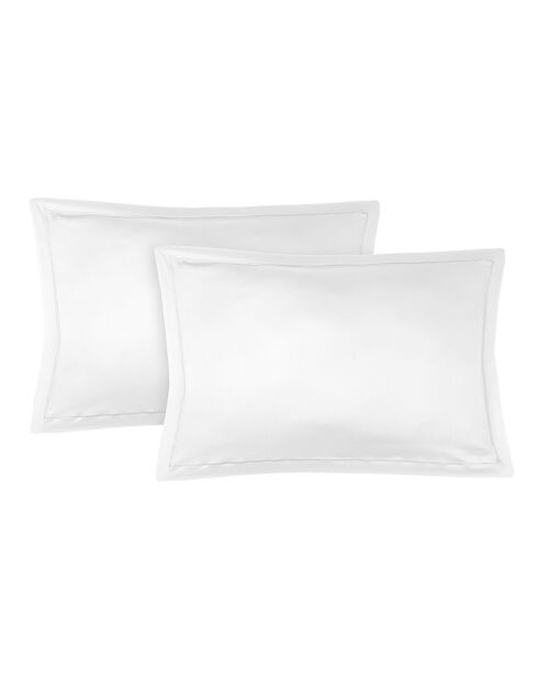 2 Taies d'oreiller 100% Satin de Coton Julia blanches