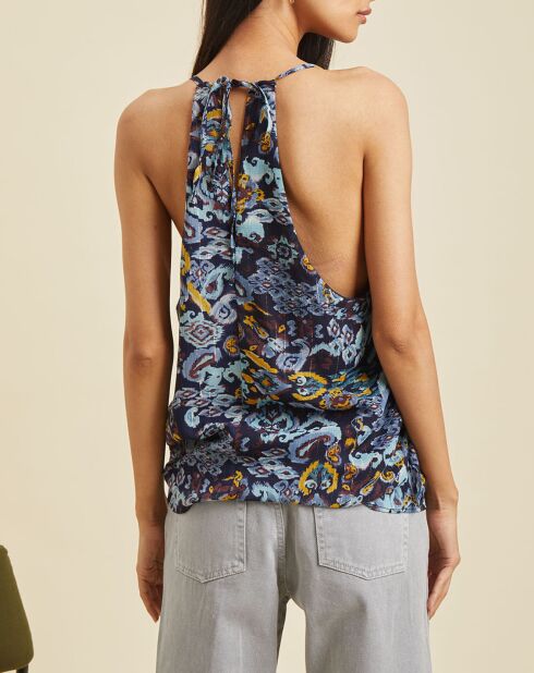 Top Tortue imprimé bleu marine