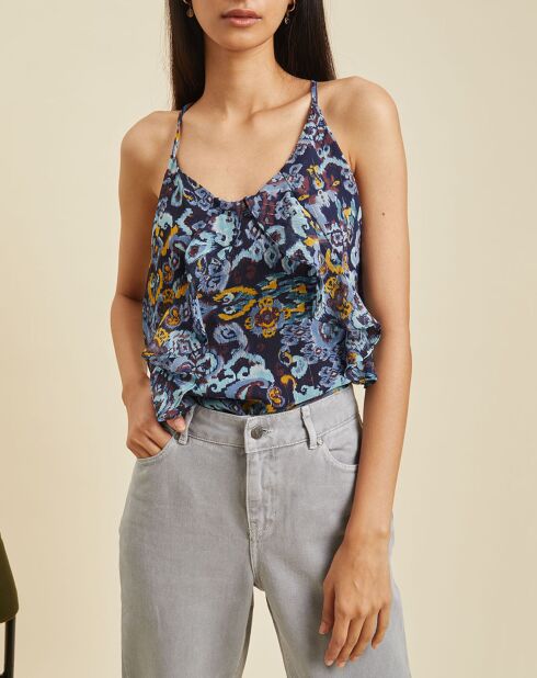 Top Tortue imprimé bleu marine