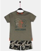 Pyjama T-shirt & Short Louis vert kaki