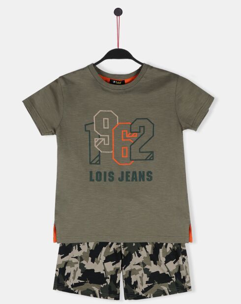 Pyjama T-shirt & Short Louis vert kaki