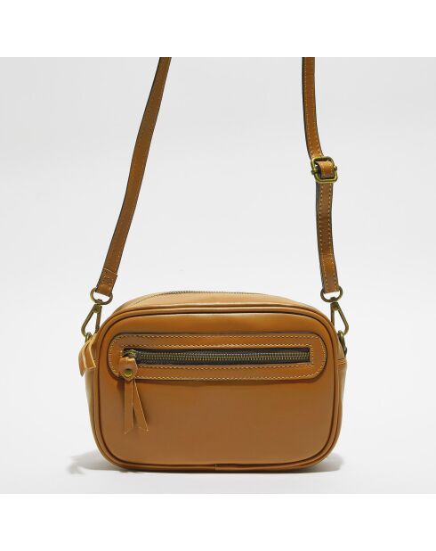 Sac bandoulière en Cuir Maelys marron - 22.5x7x16 cm