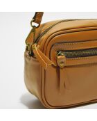 Sac bandoulière en Cuir Maelys marron - 22.5x7x16 cm