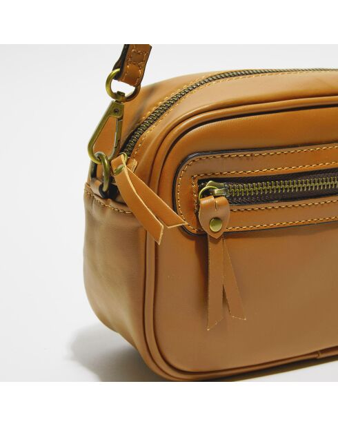 Sac bandoulière en Cuir Maelys marron - 22.5x7x16 cm