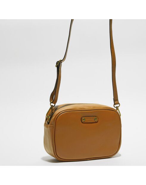 Sac bandoulière en Cuir Maelys marron - 22.5x7x16 cm