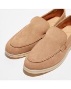 Mocassins en Velours de Cuir Léo beiges