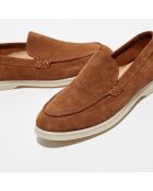 Mocassins en Velours de Cuir Jules tabac