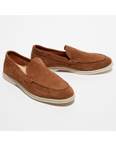 Mocassins en Velours de Cuir Jules tabac