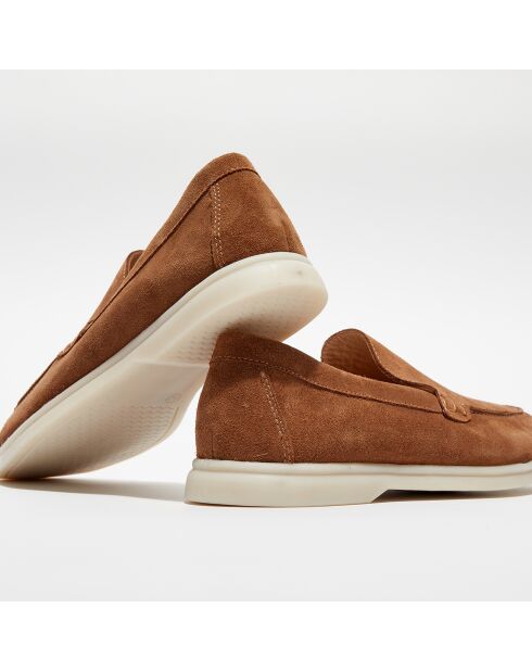 Mocassins en Velours de Cuir Jules tabac