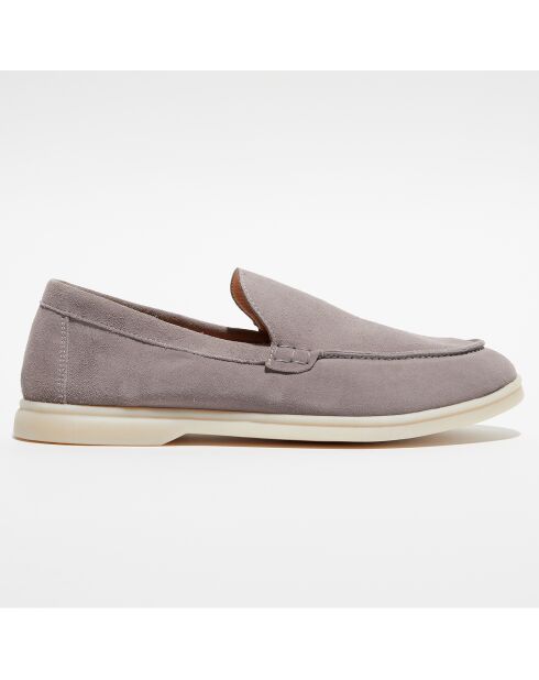 Mocassins en Velours de Cuir Léo gris