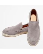 Mocassins en Velours de Cuir Léo gris