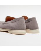 Mocassins en Velours de Cuir Léo gris