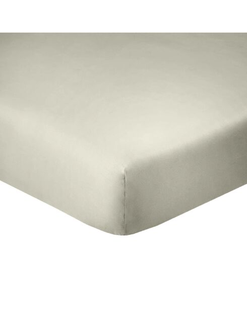 Drap Housse en coton bonnet 35 cm uni grège
