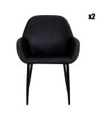 2 Fauteuils Giulia velours cotelé noirs -  59x85x55.7 cm