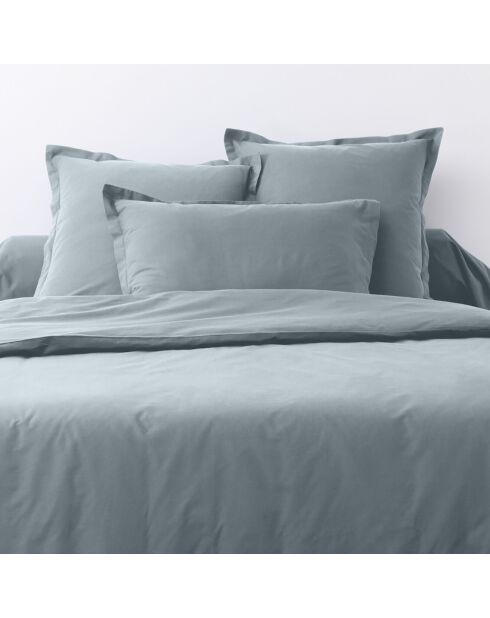 2 Taies d'oreiller 100% Coton unies bleu polaire