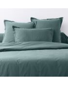 2 Taies d'oreiller 100% Coton unies bleu canard